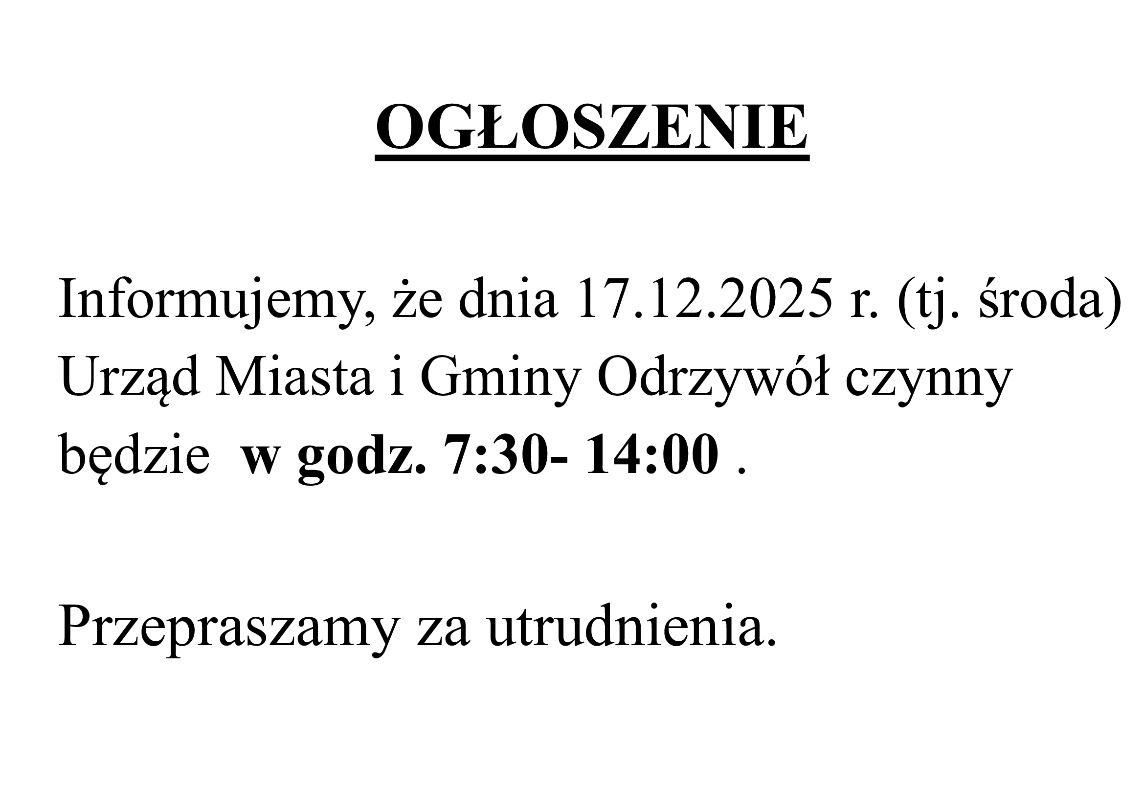 OGŁOSZENIE