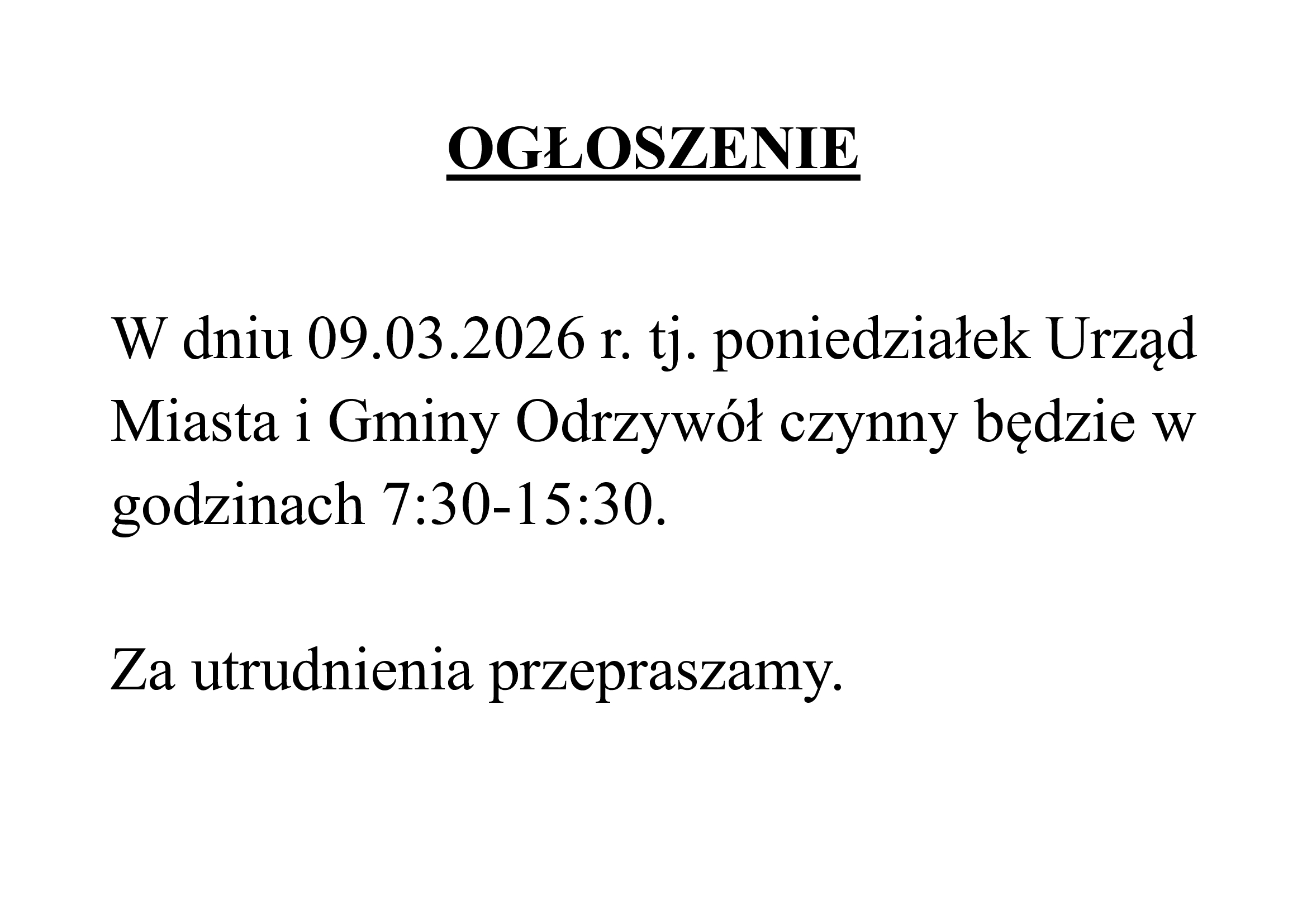 OGŁOSZENIE